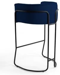 Kit 2 Banquetas Decorativas Base Aço Preto Betina Veludo C-304 Azul Ma