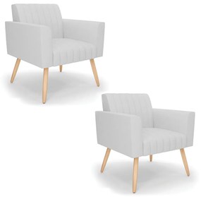 Kit 2 Poltronas Viena Gomada Linho Cinza A05 Pés Palito Natural - D'Rossi