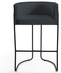 Kit 4 Banquetas Decorativas Base Aço Preto Betina D-465 Linho Chumbo -