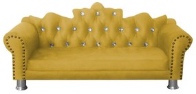 Mini Divã Sofá Realeza Cama Pet para Cães ou Gatos Elegante Suede Amarelo