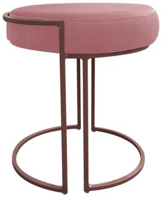 Puff Redondo Base Industrial Cobre Kit 2 Love Suede - Rose