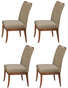 Conjunto 4 Cadeiras Sala de Jantar Lana Veludo Cappuccino