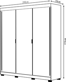 Guarda Roupa Casal Heros 3 Portas de Correr Dupla Face com Gavetas MDF Nature/Chumbo G98 - Gran Belo