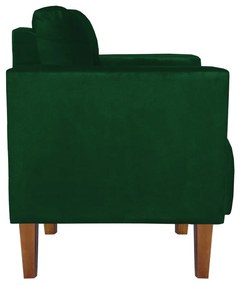 Poltrona Livia Suede Pés Chanfrado Castanho - D'Rossi - Verde