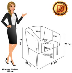 Poltrona Decorativa Pé de Ferro Dourado Kit 2 Stella Suede D03 - D'Rossi - Azul Marinho