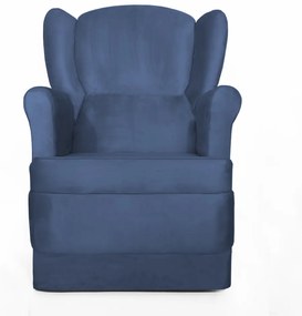 Poltrona Ana de Amamentação com Balanço Suede Azul Marinho