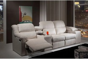 Sofá 3 Lugares Articulado / Reclinável Elétrico - Concept 2066 Suede Bege