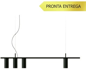 Pendente Retângular 100X5,5X18,5Cm Tubo Assimetrico Alumínio 4Xmr16 -... (CHAMPANHE)