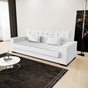 Sofá Cama Casal 3 Lugares 210cm Lisboa Corino Branco  D03 - D'Rossi