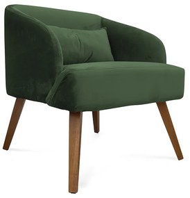 Poltrona Decorativa Lara Pés de Madeira Veludo Verde - Sheep Estofados - Verde escuro
