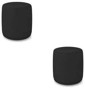 Puff Redondo Orgânico para Sala kit 2 Malu Sintético M11 - D'Rossi - Preto
