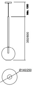 Pendente Ball Ø25X55Cm 1Xg9 Haste 30Cm / Metal E Globo Ø25Cm | Usina 1... (MR-T - Marrom Texturizado, CLEAR)