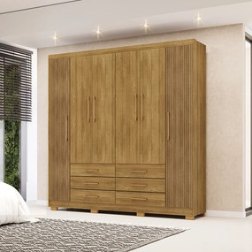 Guarda Roupa Dunas Casal 6 Portas de Bater 6 Gavetas MDF Nature G98 - Gran Belo