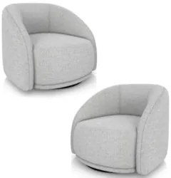 Poltrona Decorativa Orgânica Giratória Kit 2 Lya Z32 Linho Cinza Claro