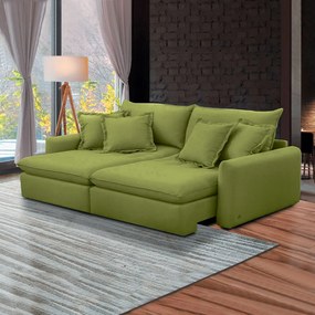Sofá 190cm Retrátil Reclinável Almofadas Caixa Zero Sydney Veludo Verde G93 - Gran Belo