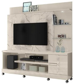 Home Theater Maxim MDP Porta 2 Prateleiras Iluminação LED até 55 Calacata/OffWhite G97 - Gran Belo