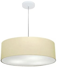 Lustre Pendente Cilíndrico Md-4217 Cúpula  em Tecido 50x15cm Algodão Crú - Bivolt