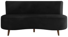 Sofá Living 2 Lugares 160cm Aang Pés Palito Veludo Preto G33 - Gran Belo