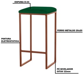Banqueta Decorativa Billie Base Bronze Suede Verde G41 - Gran Belo