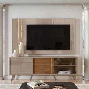 Painel TV 60 Pol 160cm com Rack Bancada para Sala Hylon M20 - D'Rossi - Fendi e Naturale