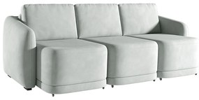 Sofá Cama Modulado Retrátil e Reclinável Decorativo Varsóvia 306cm Veludo Cinza G33 - Gran Belo