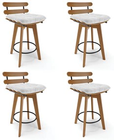 Kit 04 Banquetas Giratória Costela Corano Base Madeira MA70 - D'Rossi - Branco