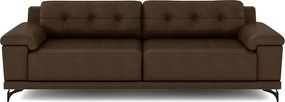Sofá Living 3 lugares 235cm Agostino Pés Design em Ferro Couro Capuccino G52-Gran Belo