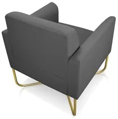 Kit 2 Poltronas Decorativas Base Industrial X Dourada Maressa S08 Sued