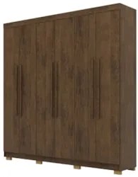 Guarda Roupa Casal 218cm 6 Portas Bolty Imbuia Rústico V02  - Mpozenat