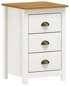 Mesa De Cabeceira Decorativa Alina Madeira 3 Gavetas Branca/Carvalho G74 - Gran Belo