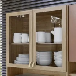 Armário de Cozinha Compacta 198cm Aurea D02 Amêndola/Marsala - Mpozena