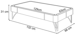 Mesa de Centro Decorativa Cadenza MDP/MDF Pés de Aço Off White/Cinamomo G26 - HB Móveis