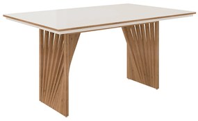 Mesa de Jantar Anny 160x90 Cm Off White Com Base de Madeira Mel - D'Rossi