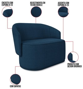 Sofá 2 Lugares Namoradeira Orgânica para Sala Malu Bouclê M11 - D'Rossi - Azul