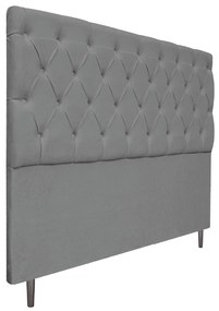 Cabeceira Estofada Liverpool 140 cm Casal Suede Cinza - ADJ Decor