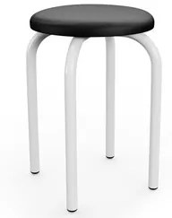 Banqueta Baixa Empilhável em Aço Maviê Sintético Preto/Branco - Mpozen