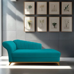 Recamier Vanessa 160cm Lado Direito Suede Azul Turquesa - ADJ Decor