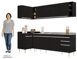 Armário de Cozinha Modulado de Canto Direito 5 Peças CP45 com Pia Inox