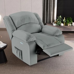 Poltrona do Papai Reclinável Sala de Cinema Madrid Elétrica Touch Massagem USB PU Cinza G23
