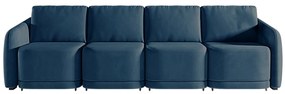 Sofá Cama Modulado Retrátil e Reclinável Decorativo Varsóvia 356cm Veludo Azul Marinho G33 - Gran Belo