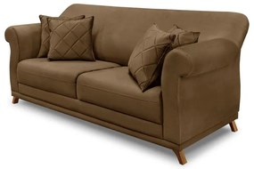 Sofá Decorativo 160cm 2 Lugares com 4 Almofadas Armstrong Suede Caramelo G63 - Gran Belo