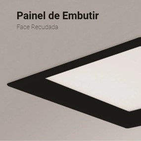 Embutido Quadrado Recuado 17X17Cm Led 18W 3000K Bivolt - Preto / Downl...