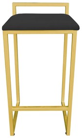 Banqueta Alta Industrial Pietra Suede Preto Base Dourado D'Rossi
