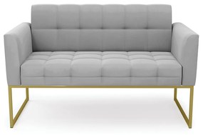 Sofá Namoradeira Elisa Suede Base Metálica Industrial Dourado - D'Rossi - Cinza