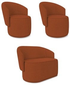 Namoradeira e 2 Poltronas Orgânica para Sala Malu Bouclê M11 - D'Rossi - Terra