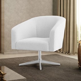 Poltrona Decorativa Giratória Cromada Stella Bouclê D03 - D'Rossi - Off White
