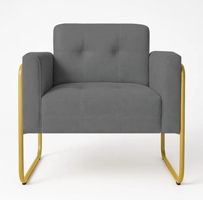 Poltrona Sala Industrial Alta Tubo Dourado Elisa Suede D03 - D'Rossi - Grafite