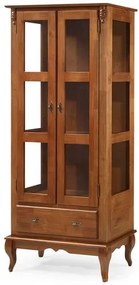 Cristaleira Meg 2 Porta 3 Prateleiras 1 Gaveta Lateral de Vidro Imbuia 80cm - 68211 Sun House