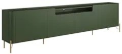 Rack TV 75 Pol 220cm 4 Portas Lisas Blen Musgo/Dourado I06 - Mpozenato