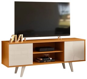 Rack TV 50 Pol 136cm Bancada para Sala Korelli Cinamomo/Off White M20 - D'Rossi